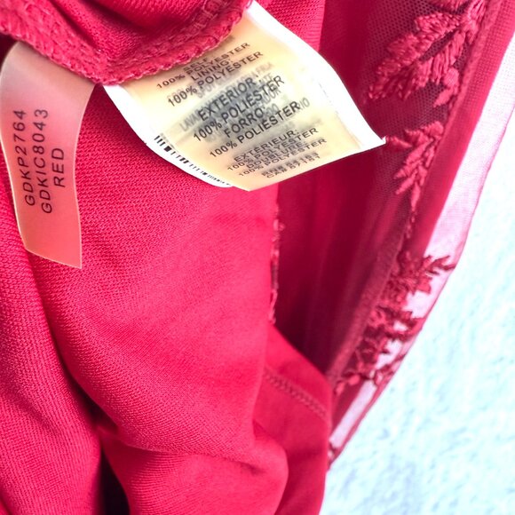 Guess Embroidered Floral Layered Lace Asymmetrical Mini Slip Dress Womens 8 Red - Picture 11 of 11
